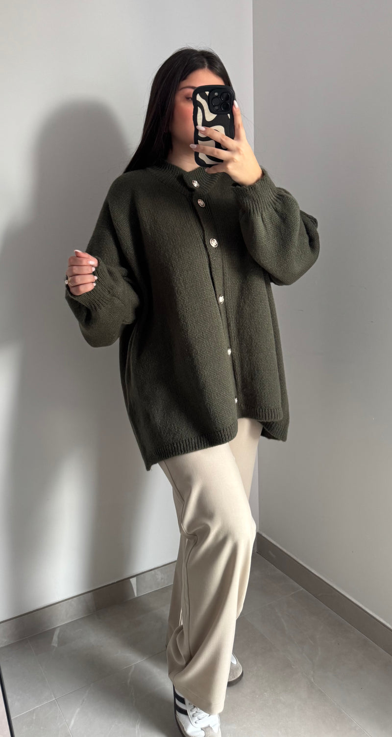 Gilet Oversize Boutonné - KAKI