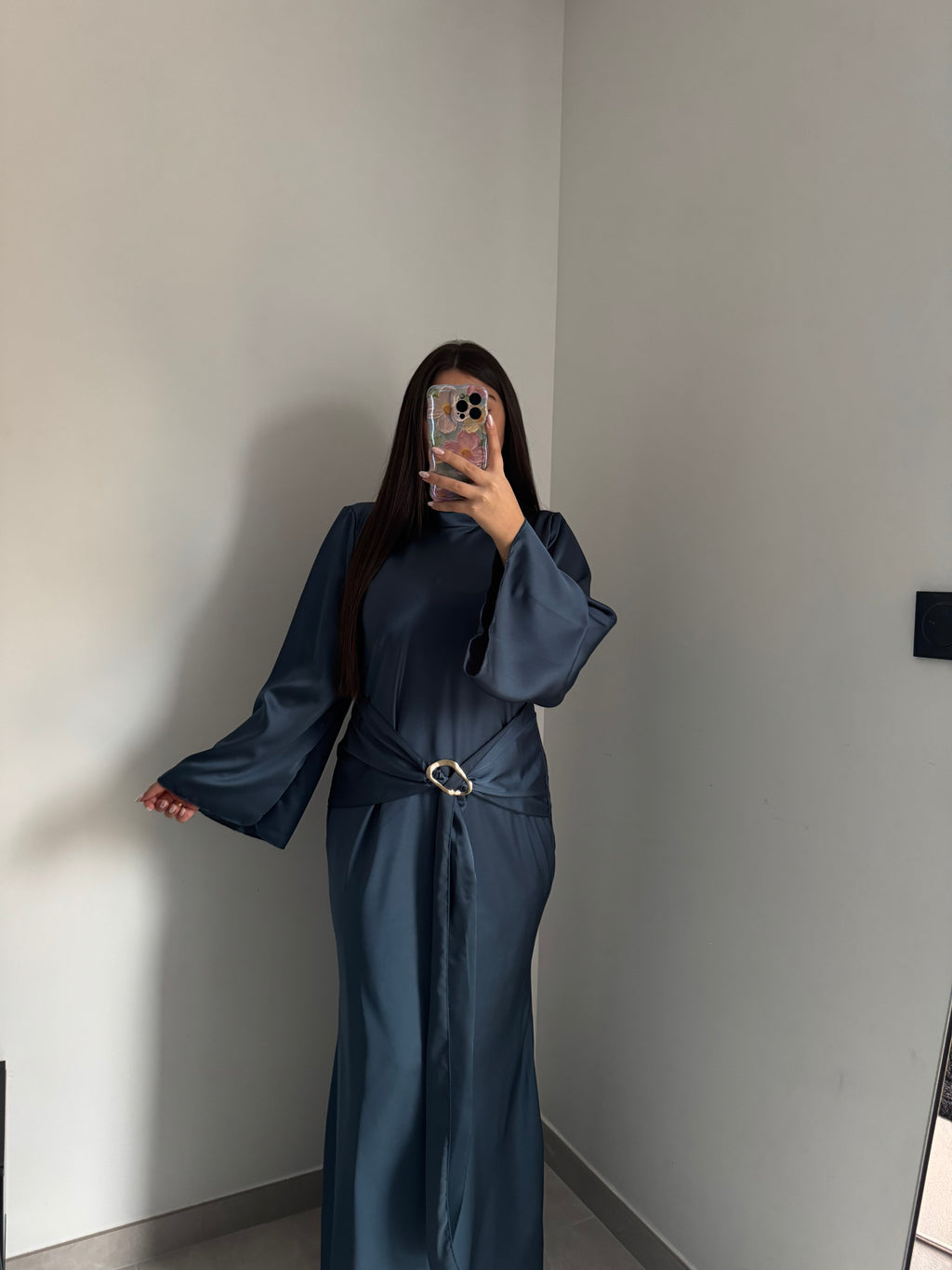 Robe satinée - BLEU