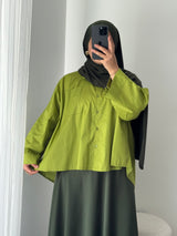 Chemise oversize asymétrique - VERT ANIS
