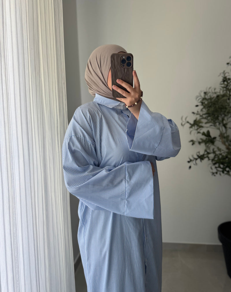 Robe chemise Bleu /Blanc