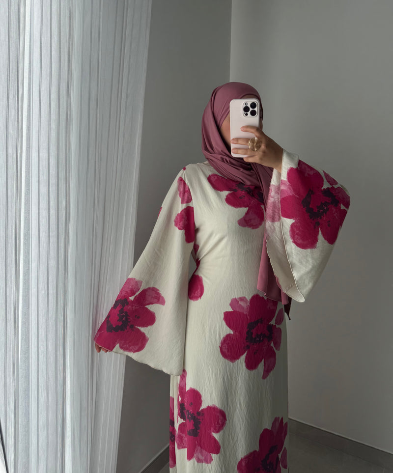 Robe LILIA FLEURS - ROSE FUSHIA