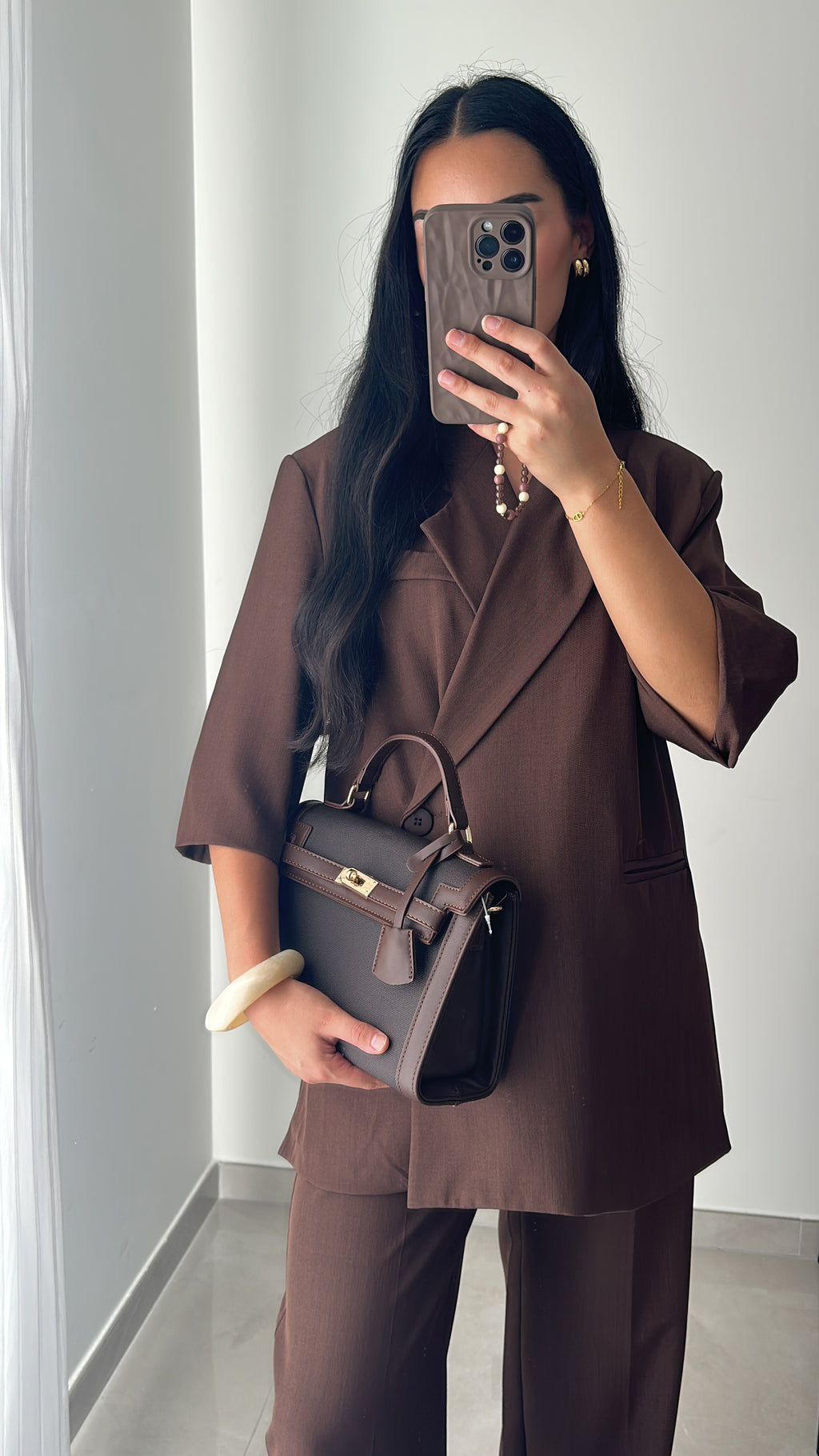 TAILLEUR SANAE MANCHE COURTE - MARRON