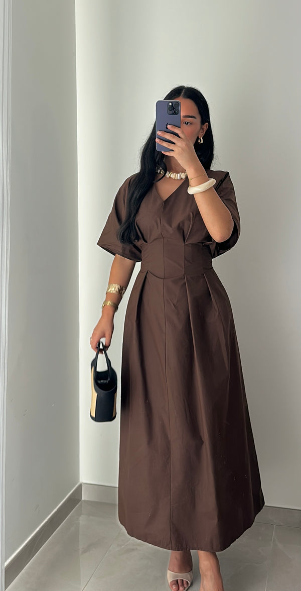 Robe coton cintrée - MARRON