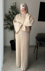 Robe élégance plissée - BEIGE
