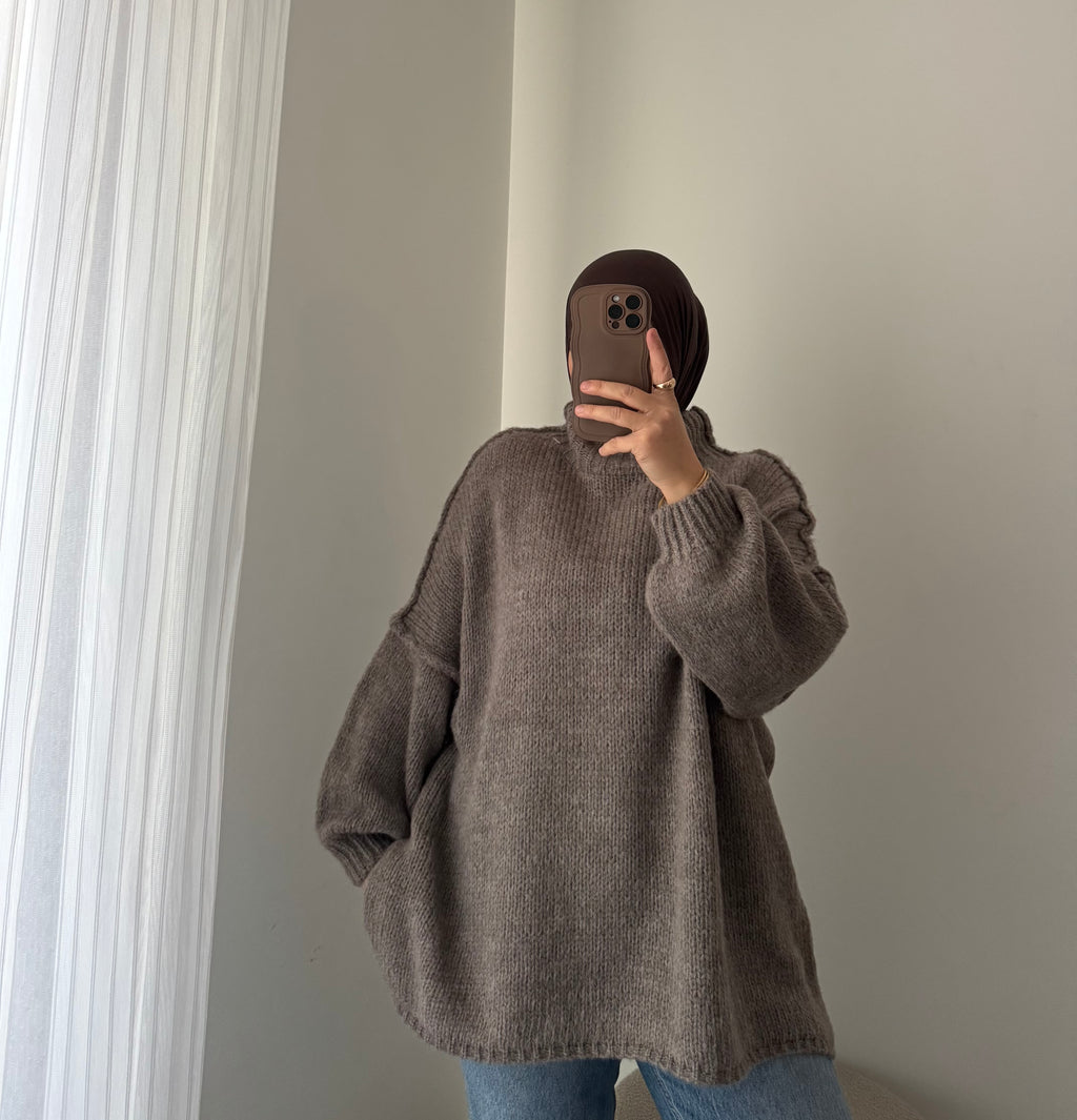 PULL en maille - TAUPE
