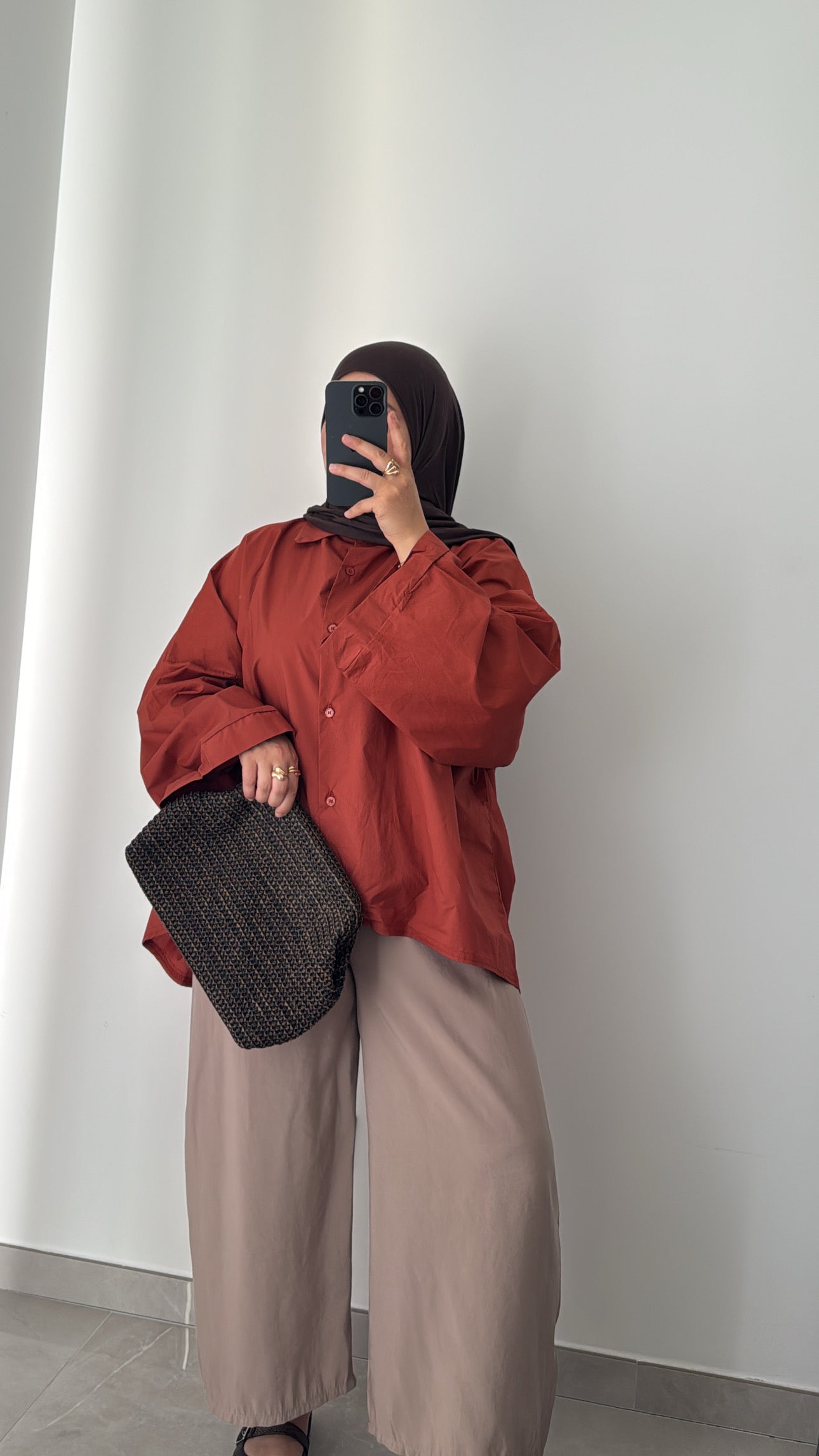 Pantalon large cropped- TAUPE