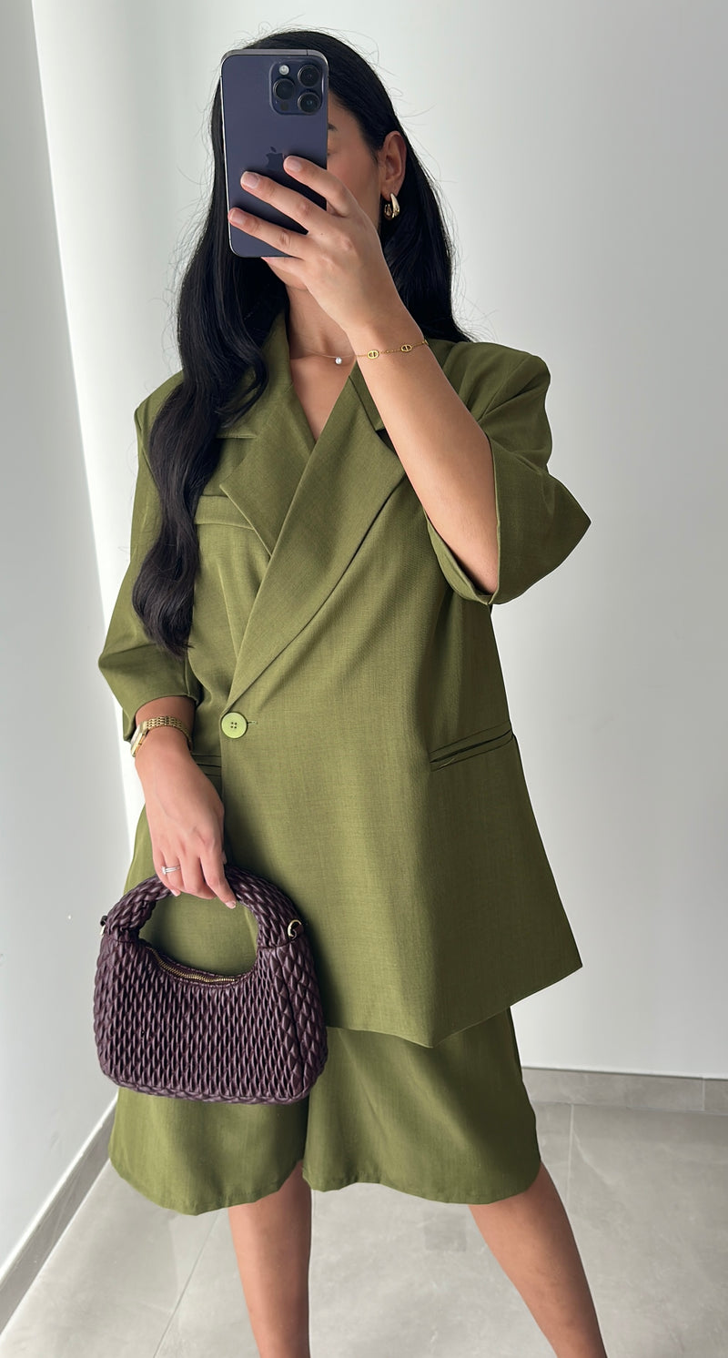 ENSEMBLE BLAZER & BERMUDA – VERT ANIS