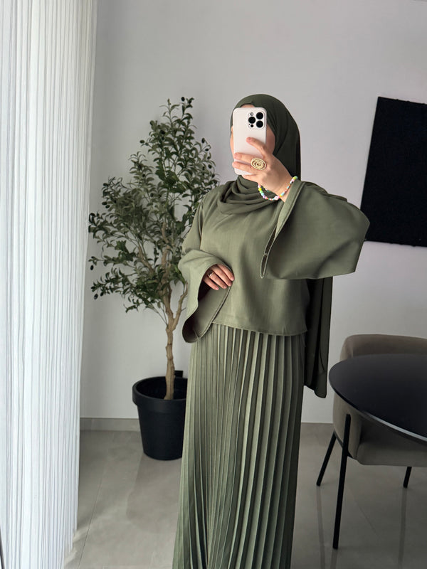 Robe élégance plissée - KAKI