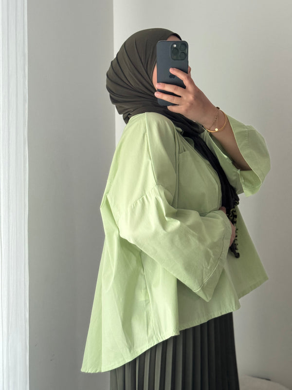Chemise oversize asymétrique - VERT PISTACHE