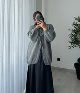 Gilet long à noeuds - GRIS