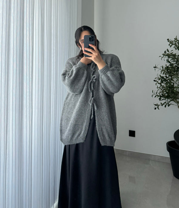 Gilet long à noeuds - GRIS