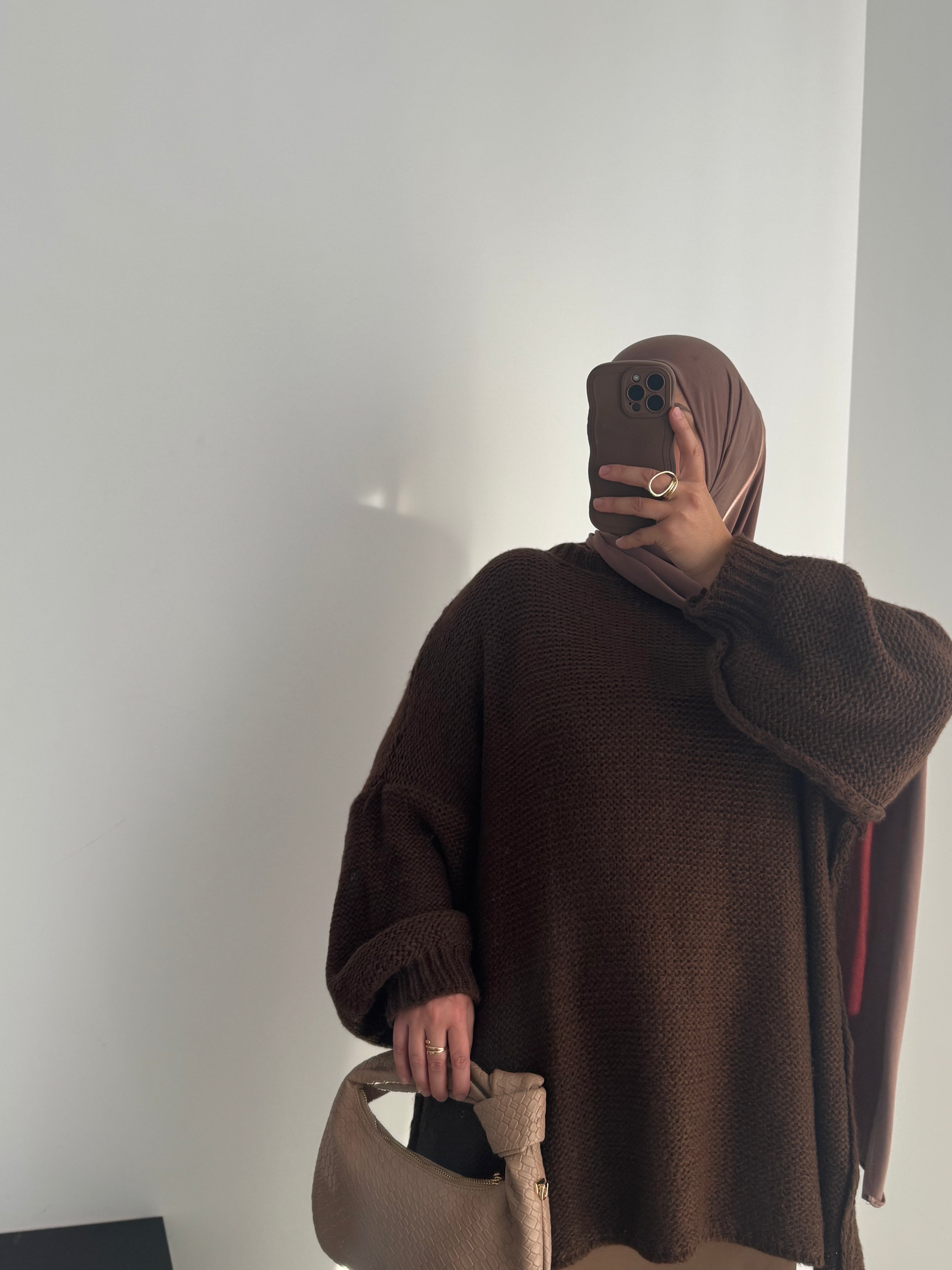 PULL en maille - MARRON