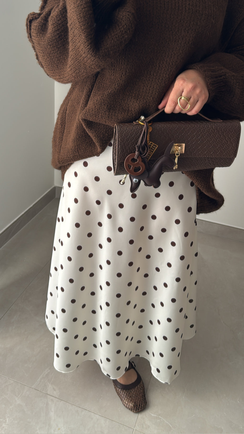 Jupe à pois - BLANC/MARRON