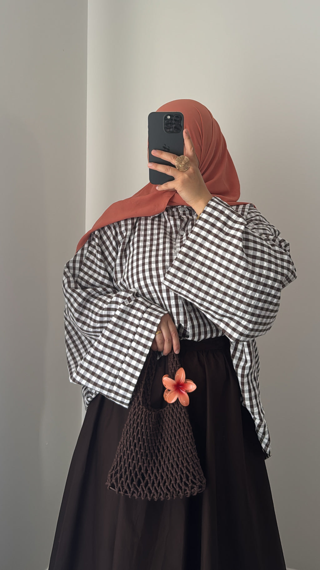 Chemise oversize - VICHY MARRON