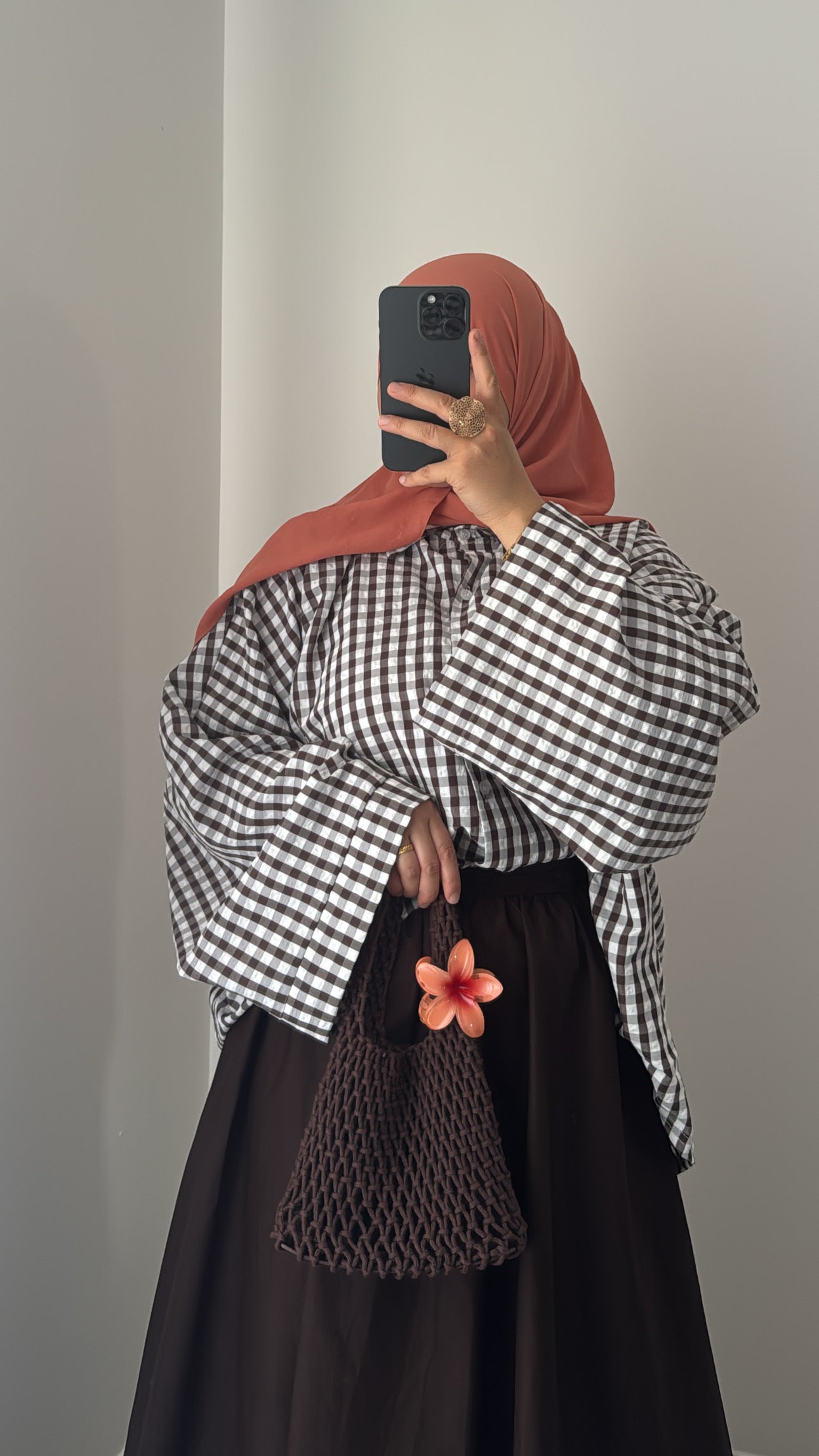 Chemise oversize - VICHY MARRON