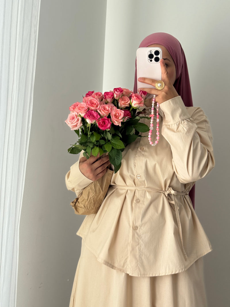 Ensemble chemise & jupe - BEIGE