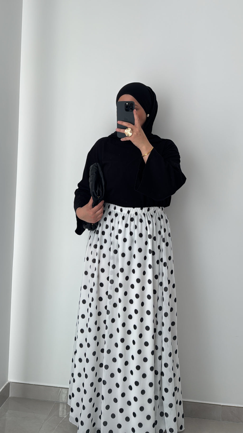 Jupe mousseline à pois - BLANC