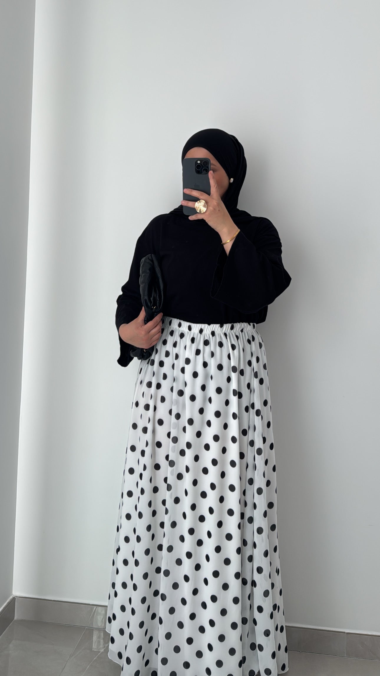 Jupe mousseline à pois - BLANC