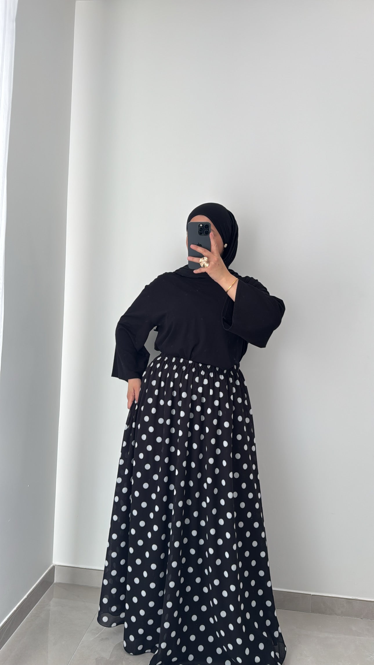 Jupe mousseline à pois - NOIR