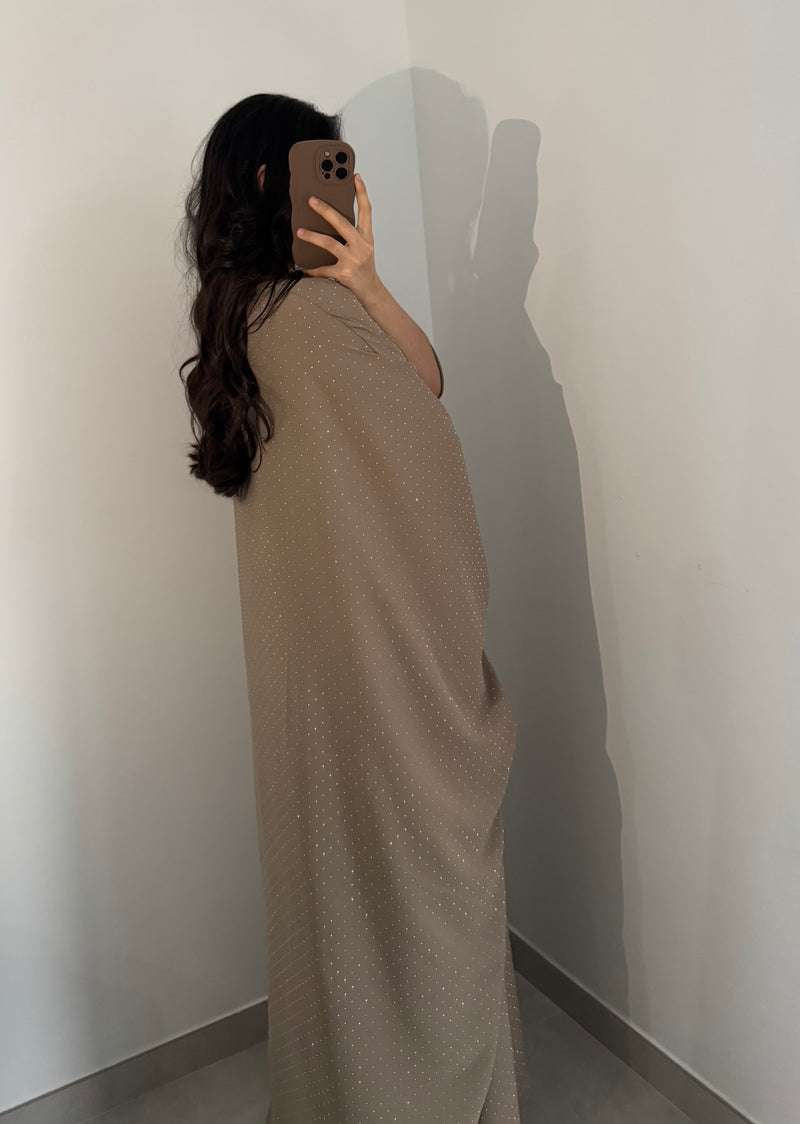 Abaya strass - Taupe