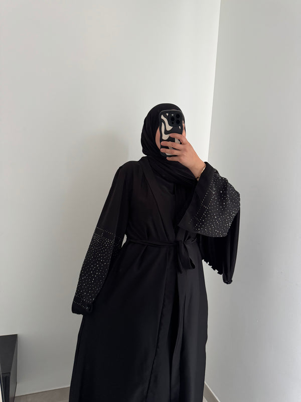 Abaya élégance strass - Noir