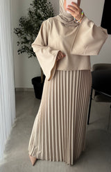 Robe élégance plissée - BEIGE