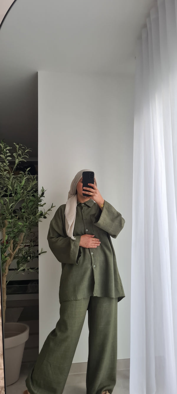 SET CACTUS: Chemise/Pantalon