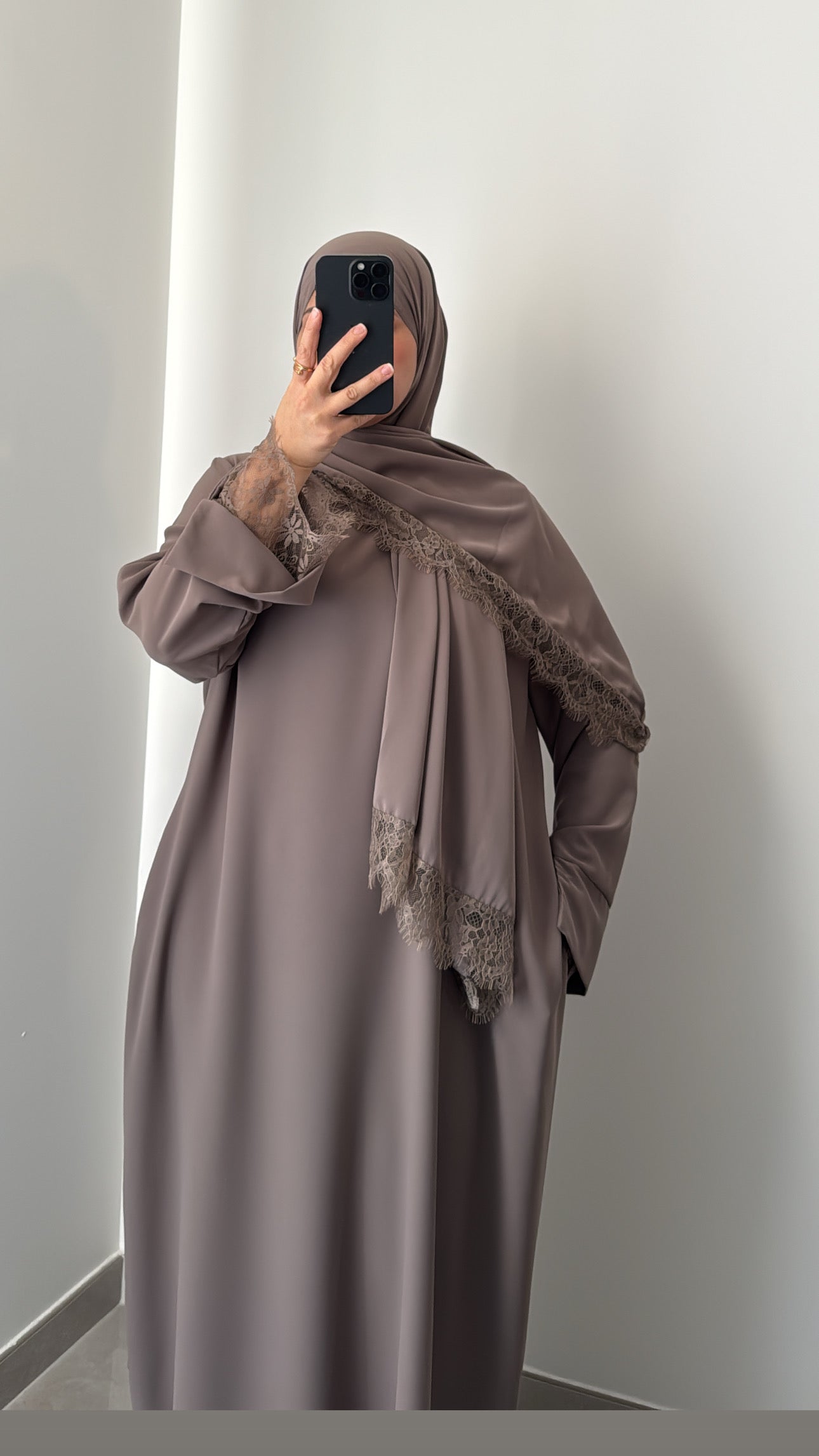 Abaya + voile assorti - TAUPE