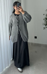 Gilet long à noeuds - GRIS