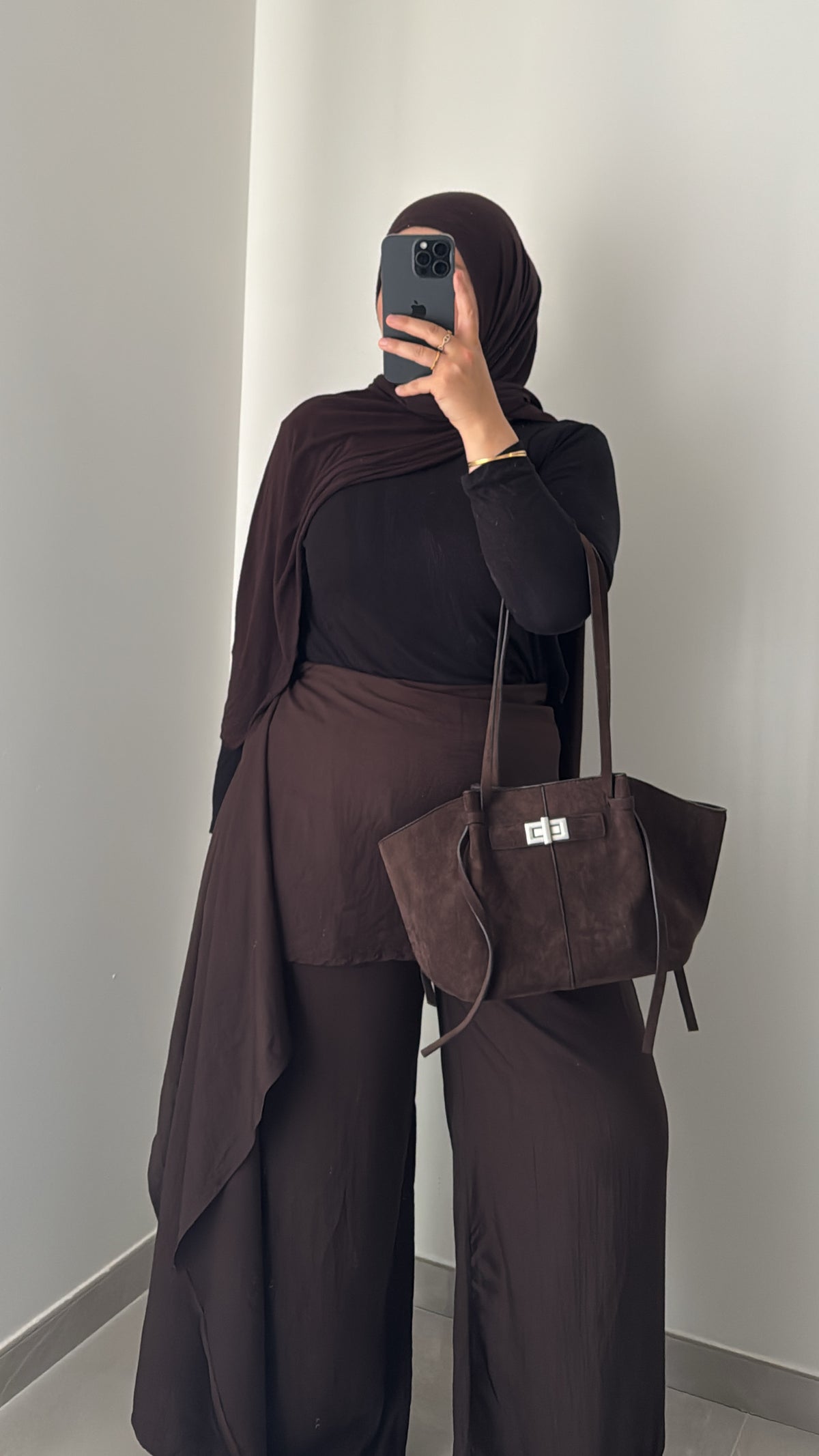 Pantalon fluide avec foulard - MARRON