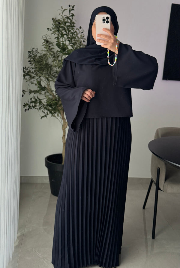Robe élégance plissée - BLEU MARINE