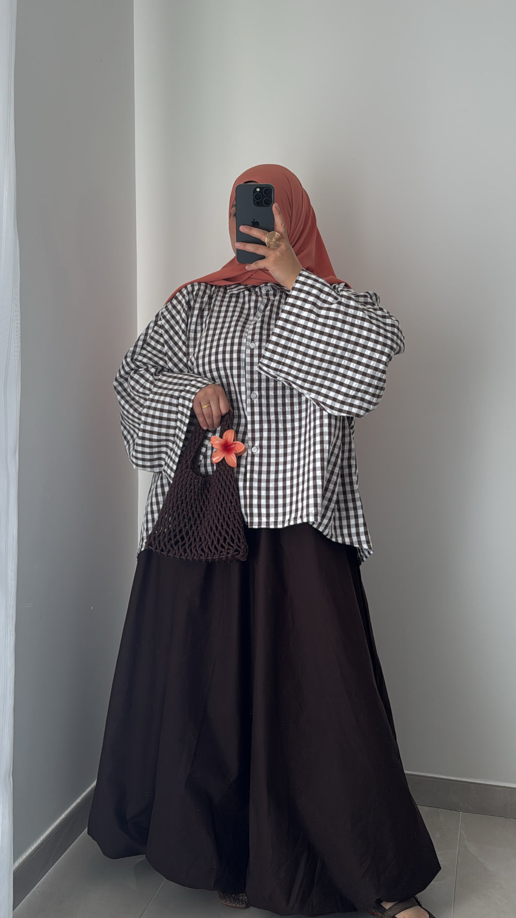 Chemise oversize - VICHY MARRON