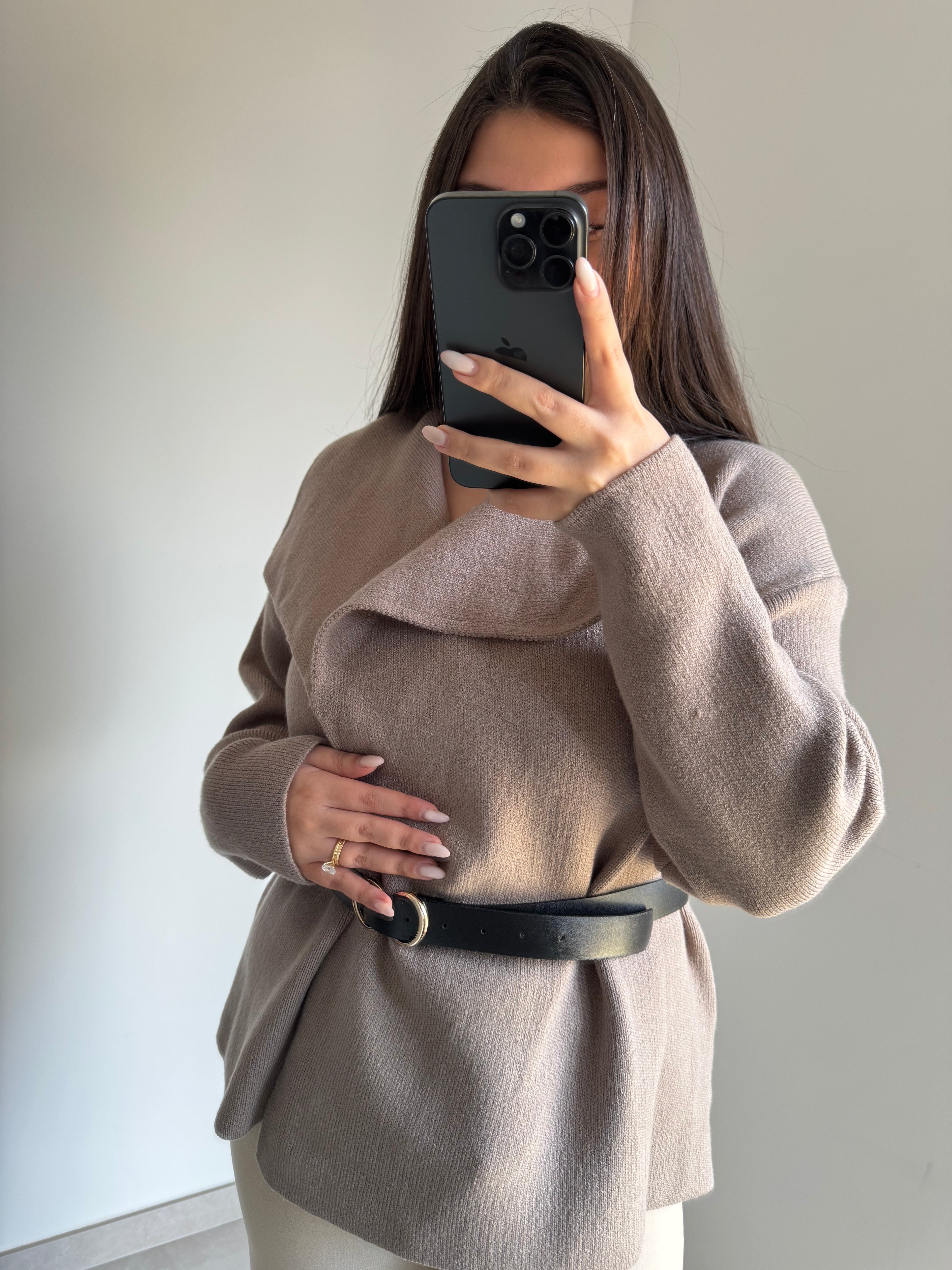 Gilet avec ceinture - Taupe