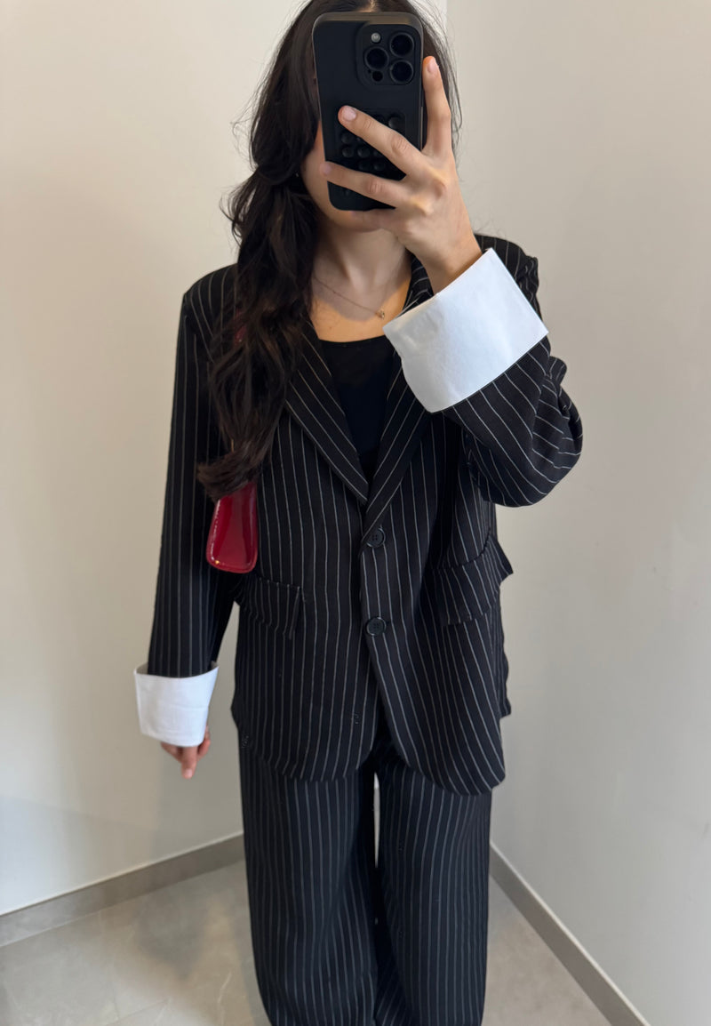 Ensemble tailleur à rayures - NOIR