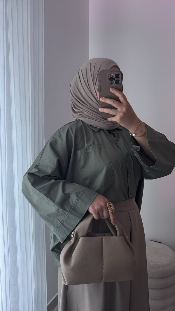 Chemise oversize asymétrique - VERT KAKI