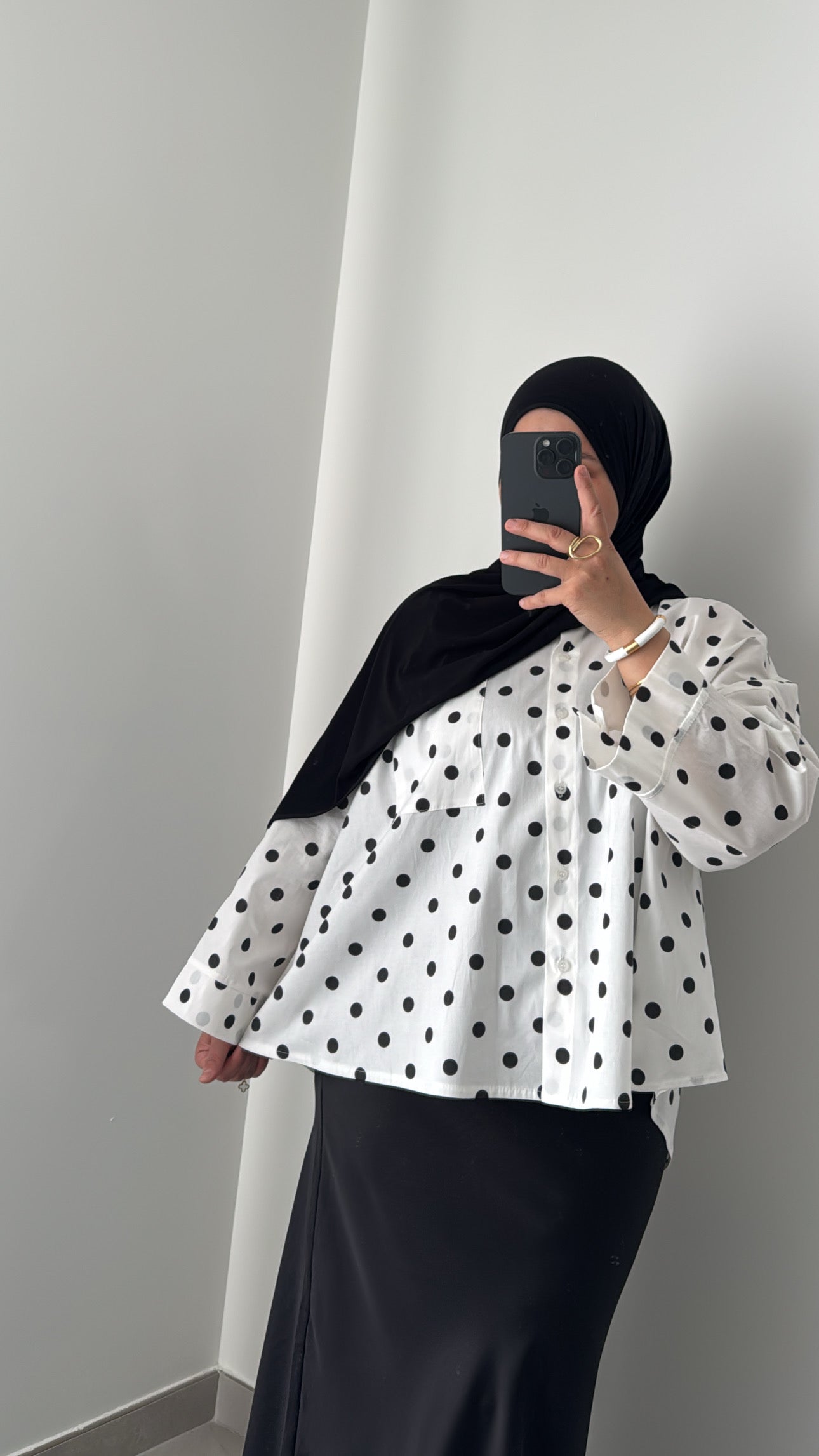 Chemise oversize à pois - BLANC