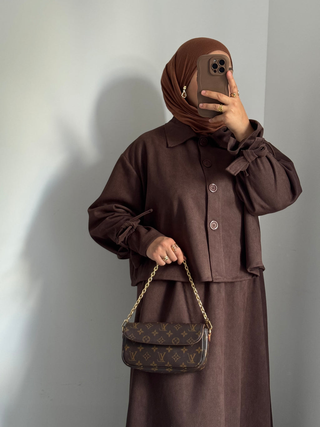 Ensemble SUEDA JUPE -MARRON