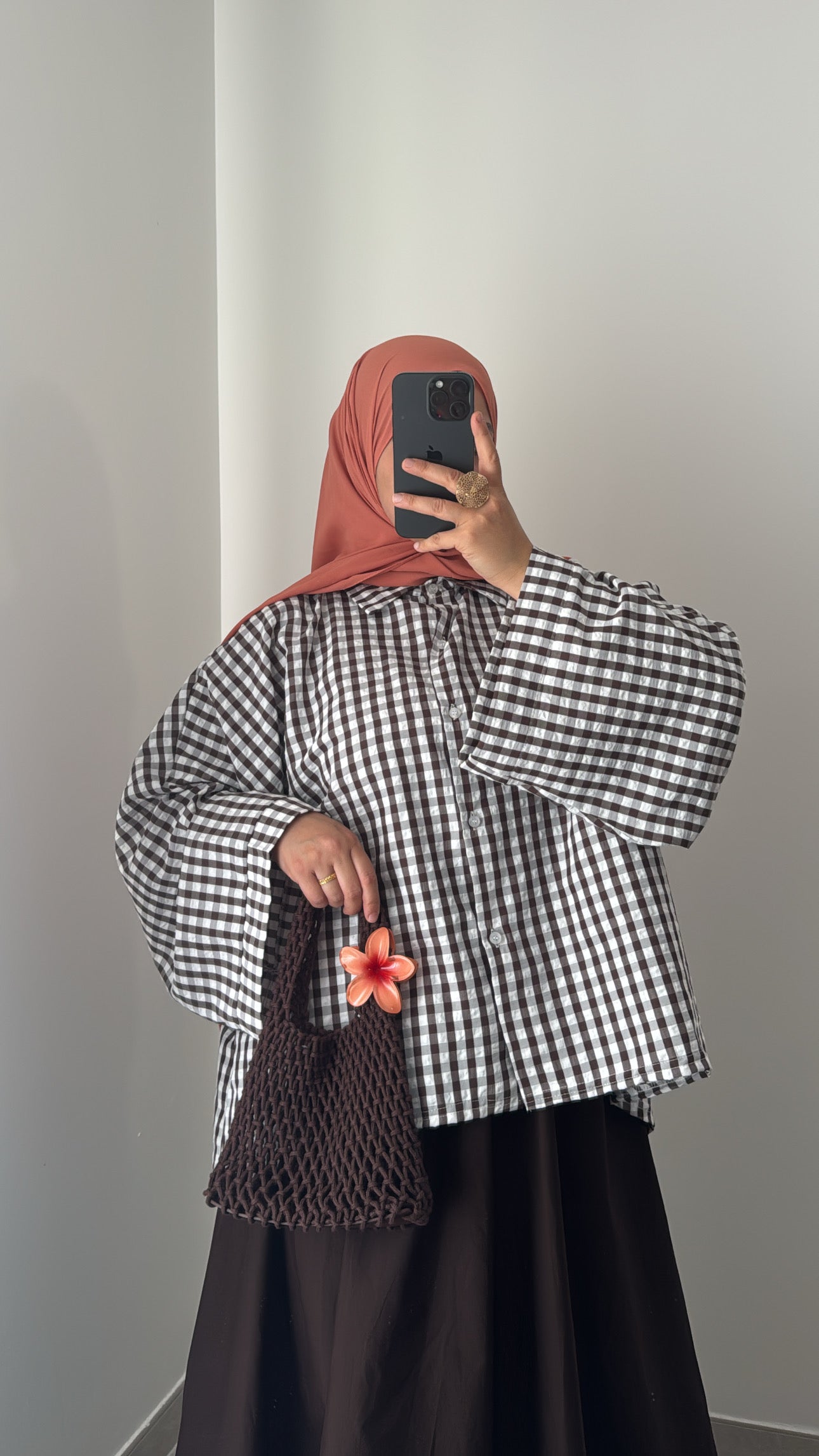 Chemise oversize - VICHY MARRON