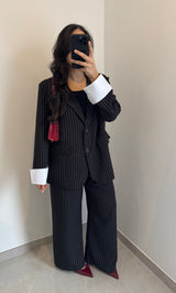 Ensemble tailleur à rayures - NOIR