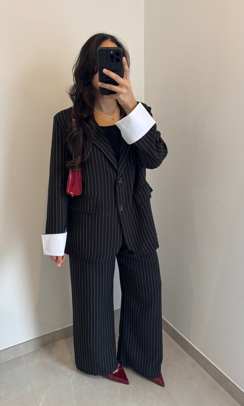 Ensemble tailleur à rayures - NOIR