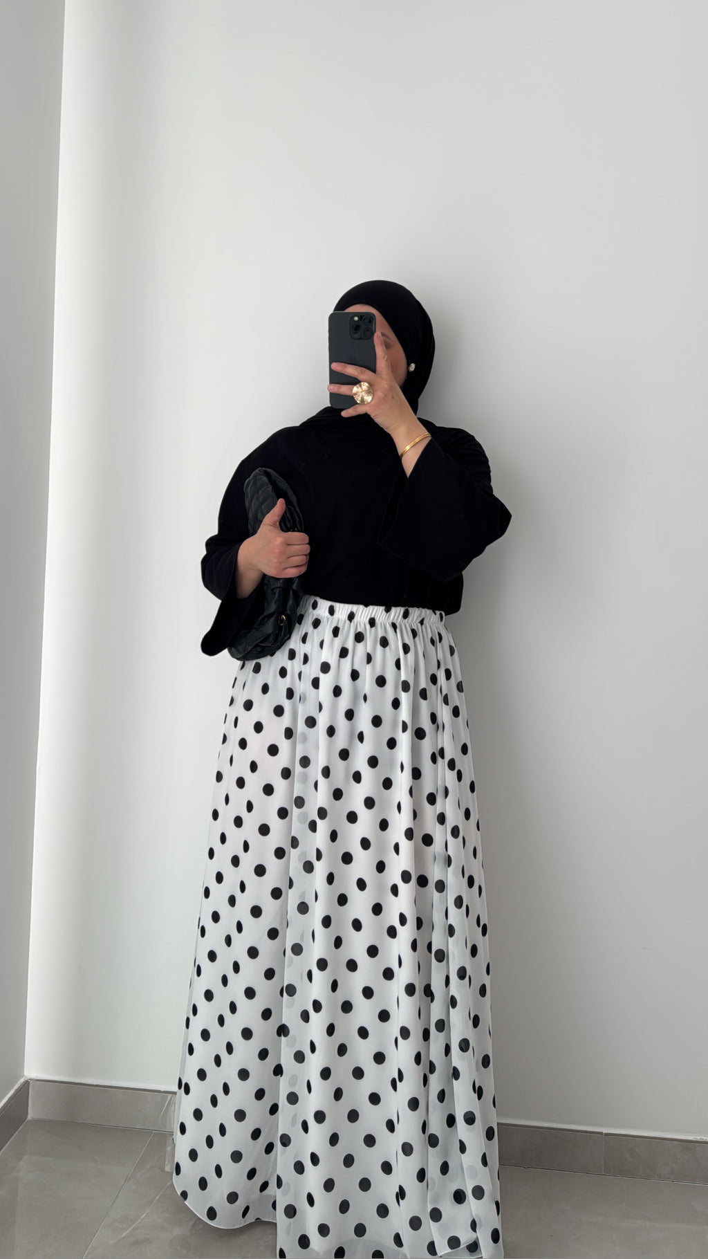 Jupe mousseline à pois - BLANC