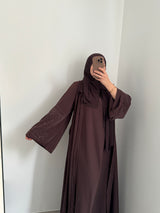 Abaya élégance strass - MARRON