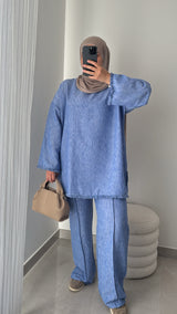 Ensemble “Linaé” – Bleu effet lin