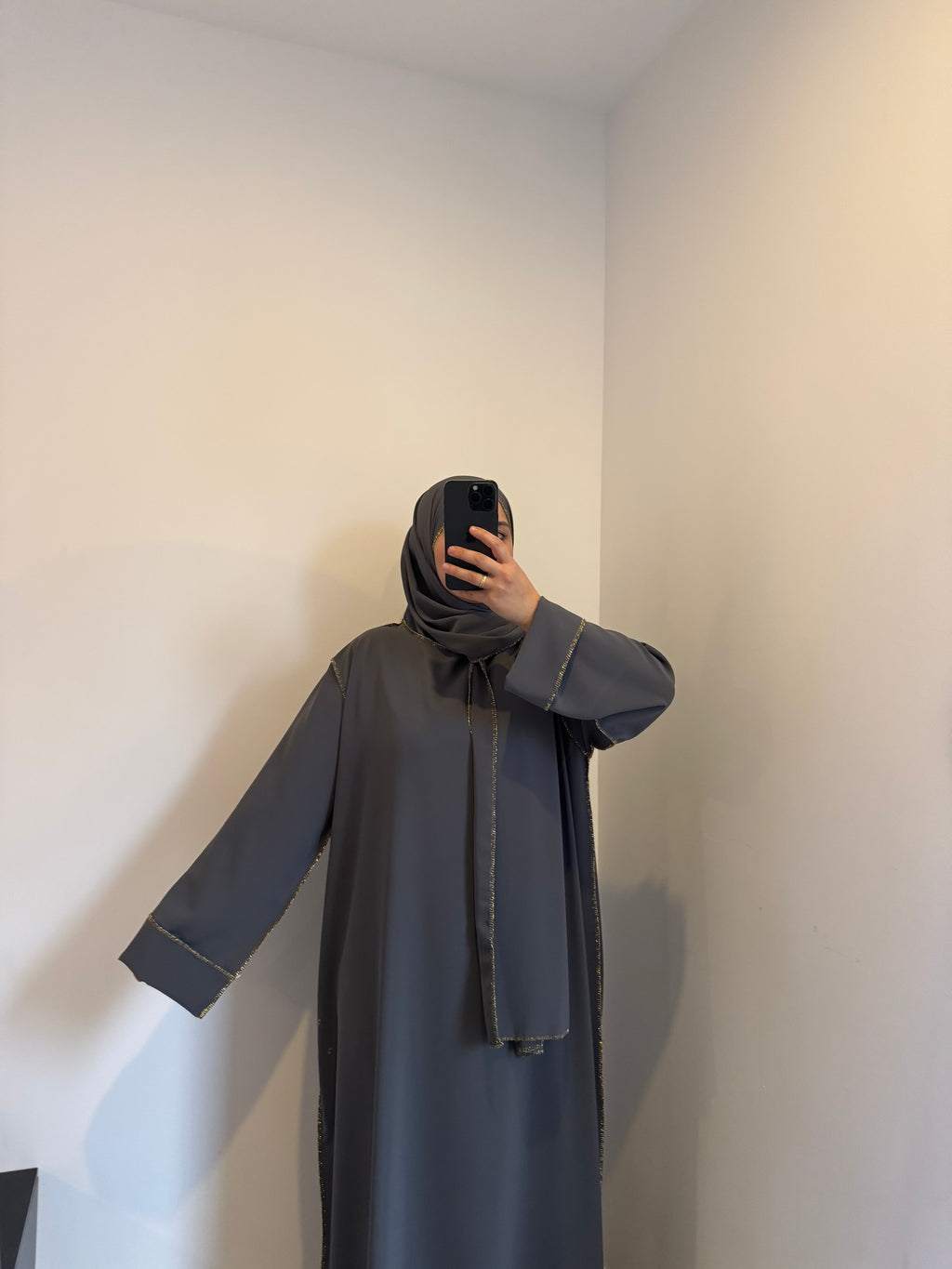 Robe de prière avec voile intégré - GRIS ANTHRACITE
