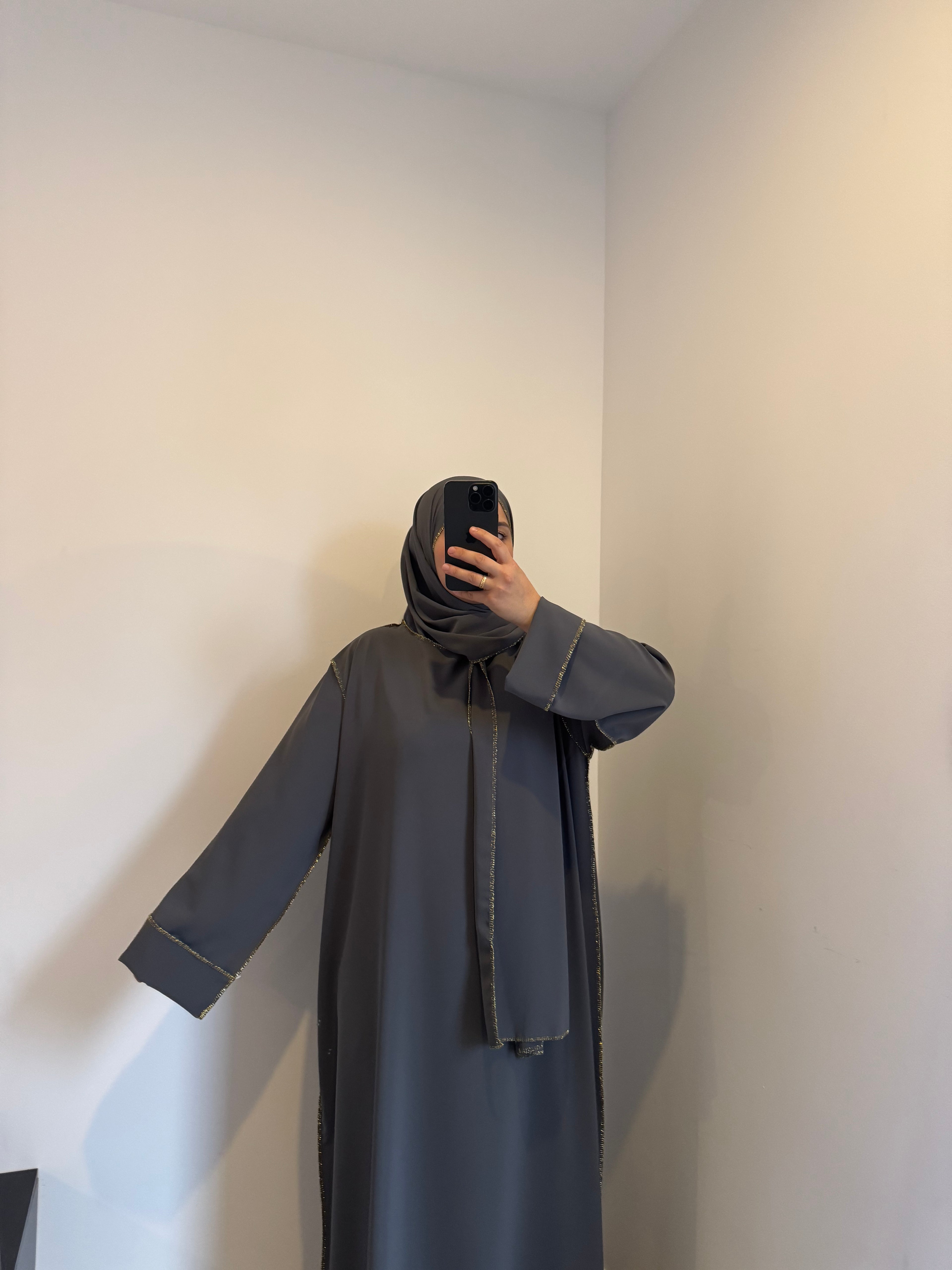 Robe de prière avec voile intégré - GRIS ANTHRACITE