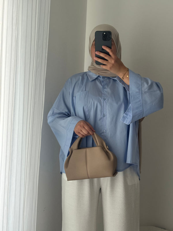 Chemise oversize asymétrique - BLEU