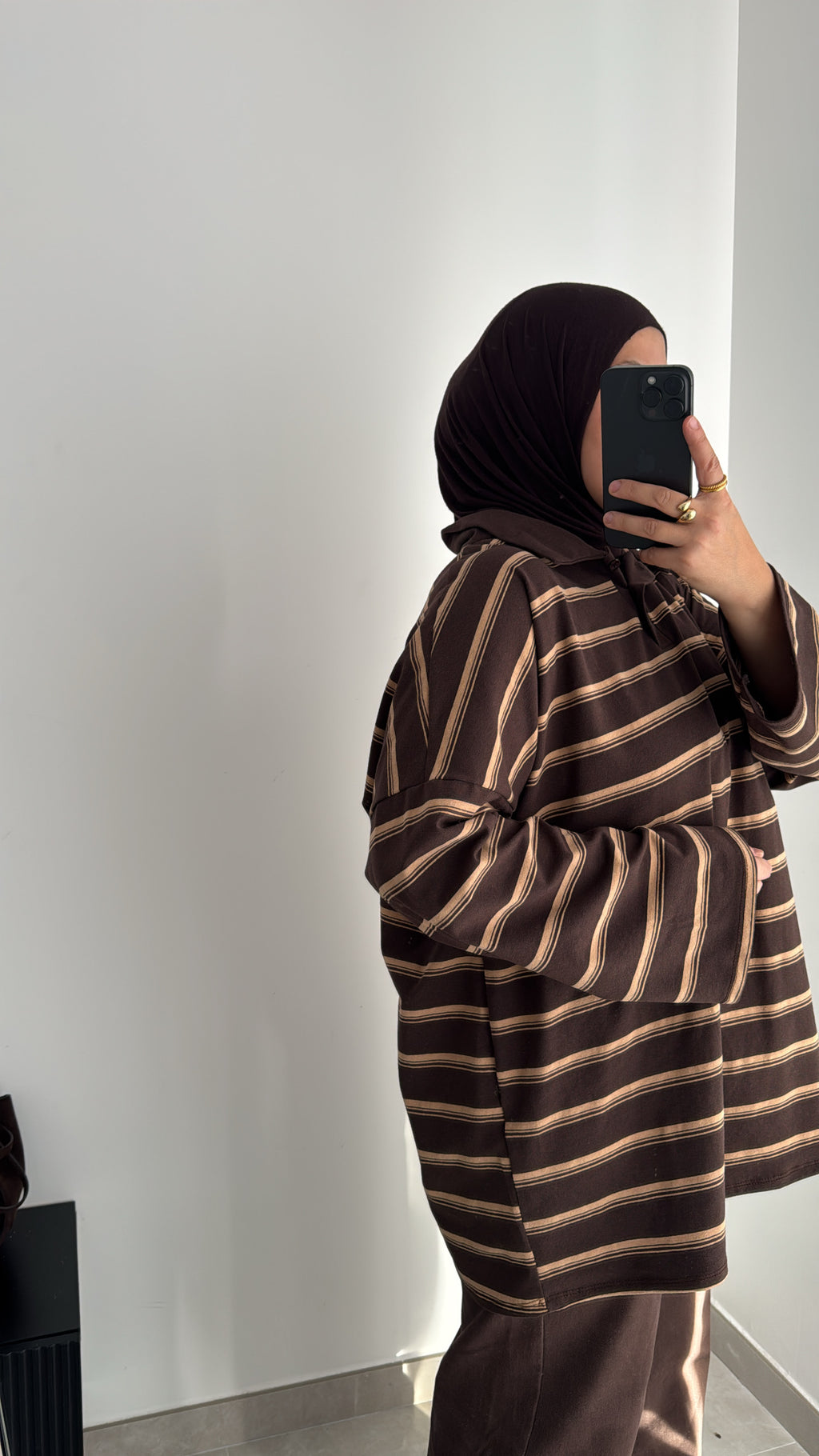 Polo oversize rayé - MARRON/JAUNE