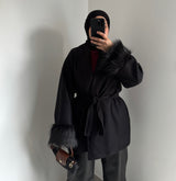 Veste manches fourrure - NOIR