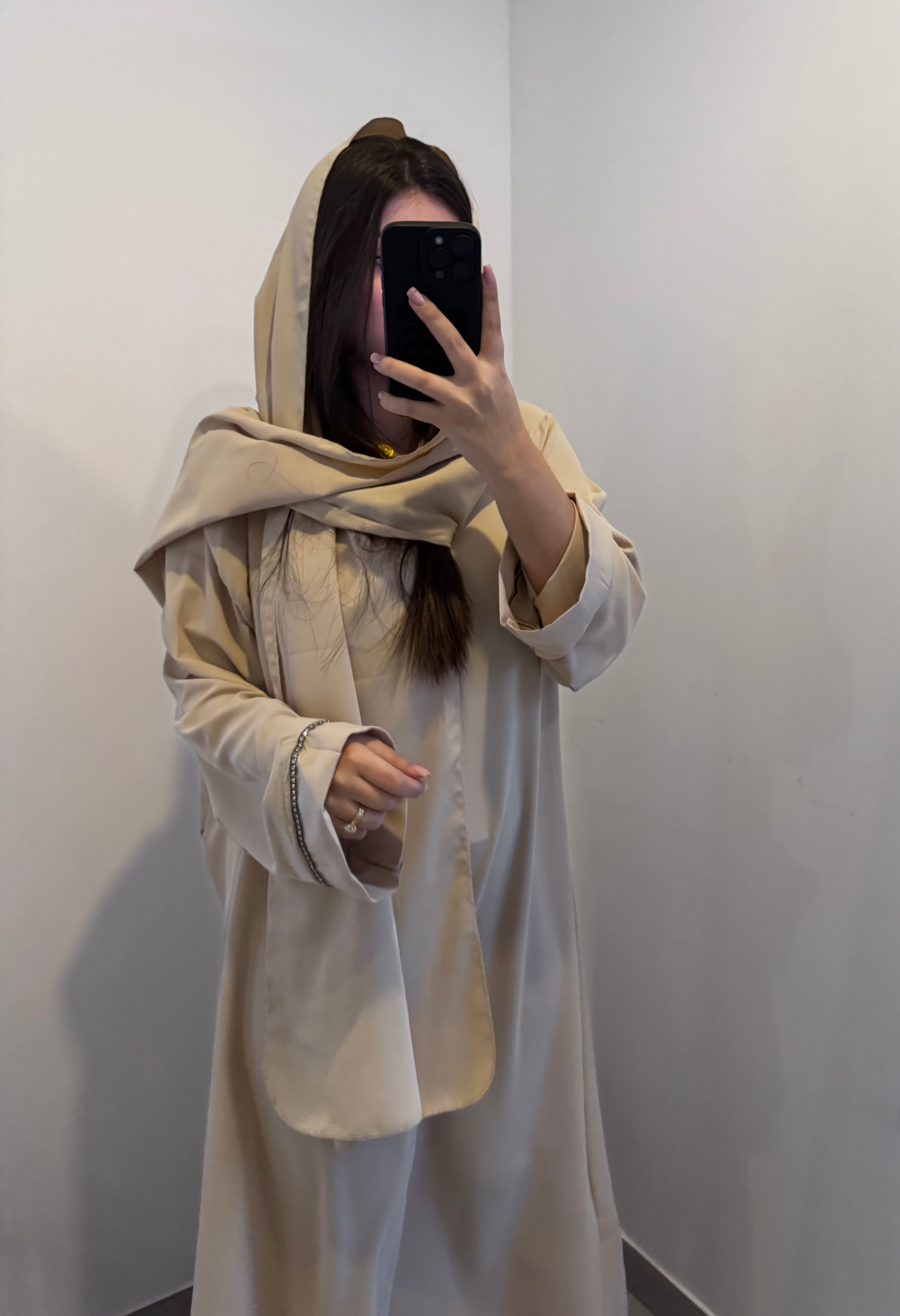 Robe de prière avec foulard intégré - BEIGE