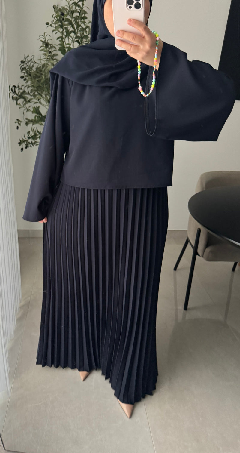 Robe élégance plissée - BLEU MARINE